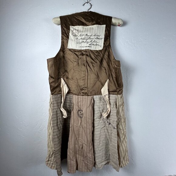 Vintage RARE Staley Gretzinger Postage One Penny Women Patchwork Pleated Top - Picture 2 of 8